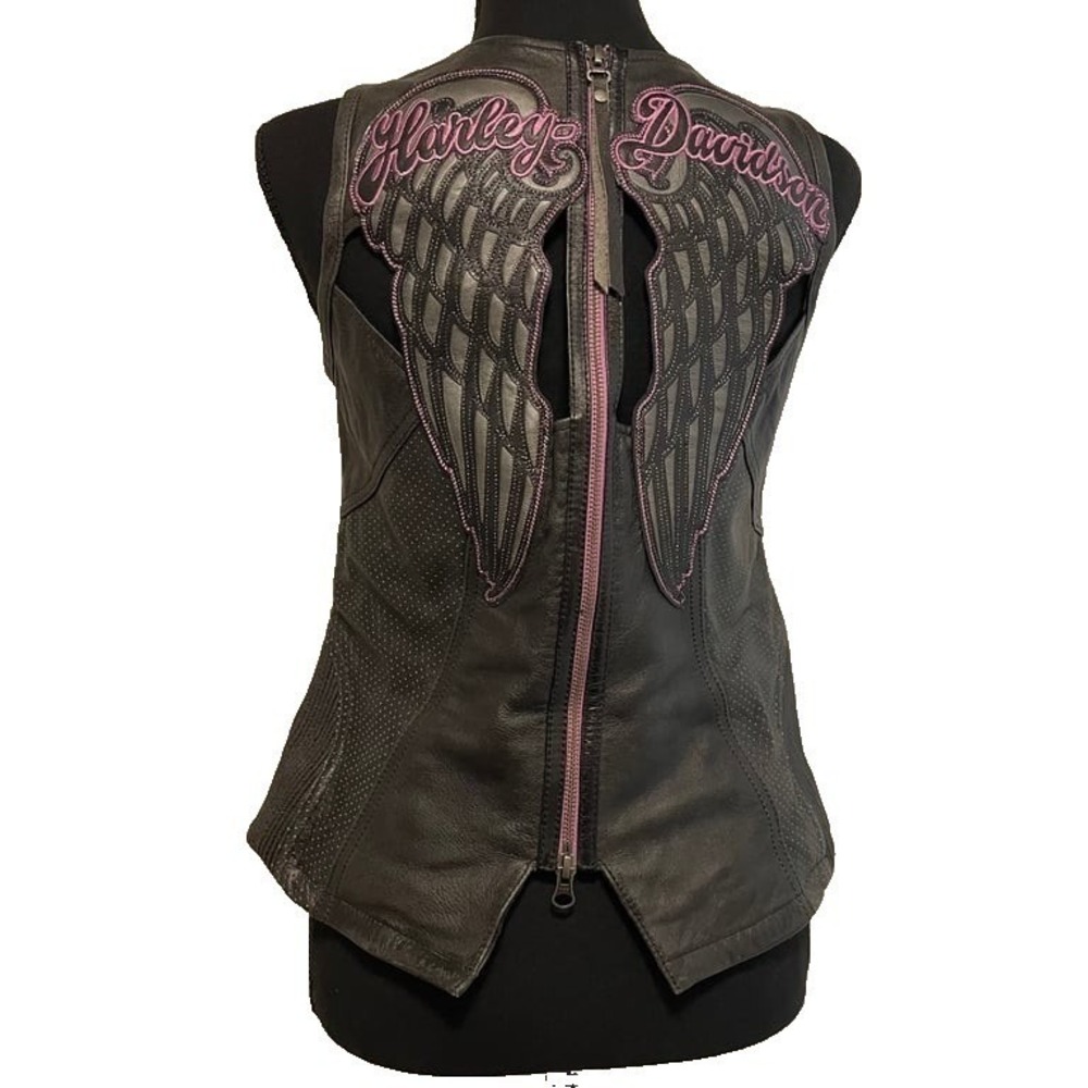 Harley Davidson Night Angel Vest Purple Black Built in Bra - Picture 3 of 9